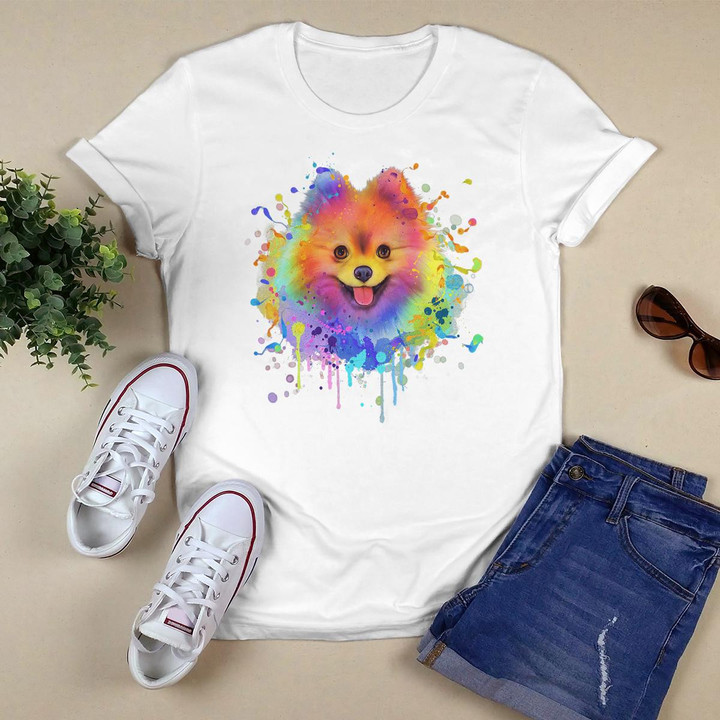 Splash Art Pomeranian Cute Doggie Gift Men Women Dog Lover T-Shirt