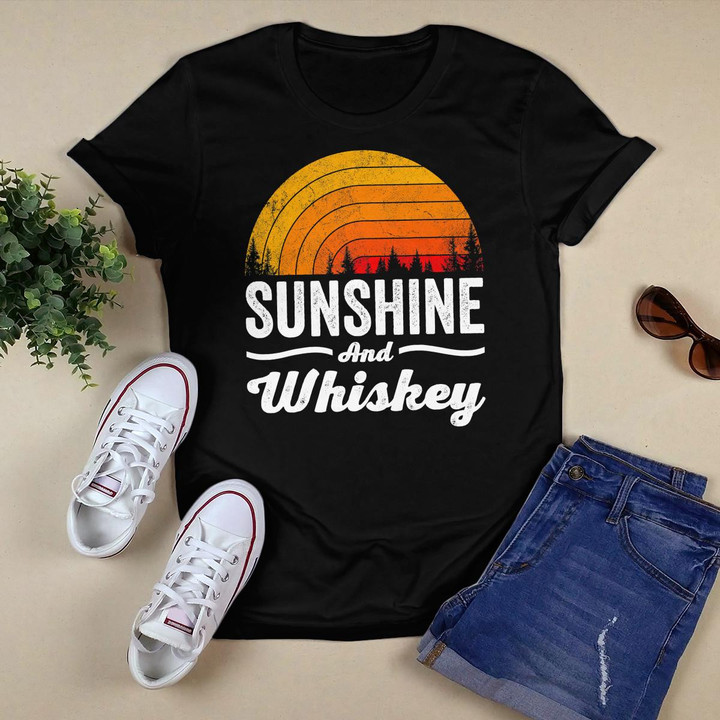 Sunshine and Whiskey Shirt Vintage Retro Funny Beach Summer T-Shirt