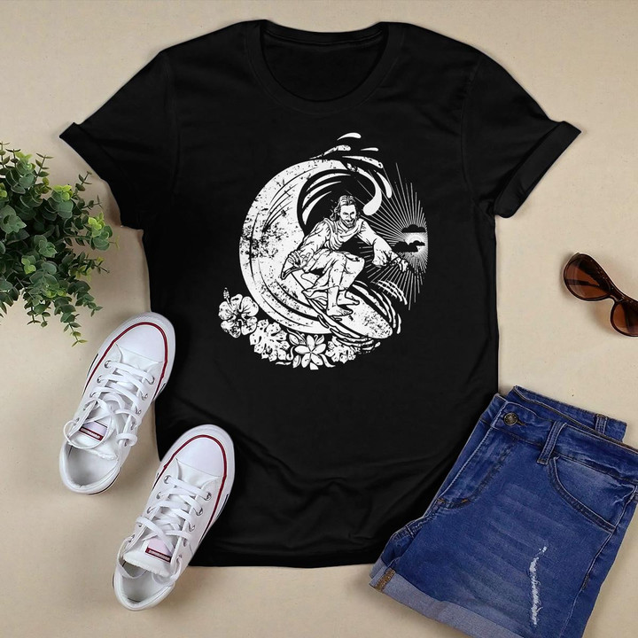 Surfing Jesus Vintage Distressed Premium T-Shirt