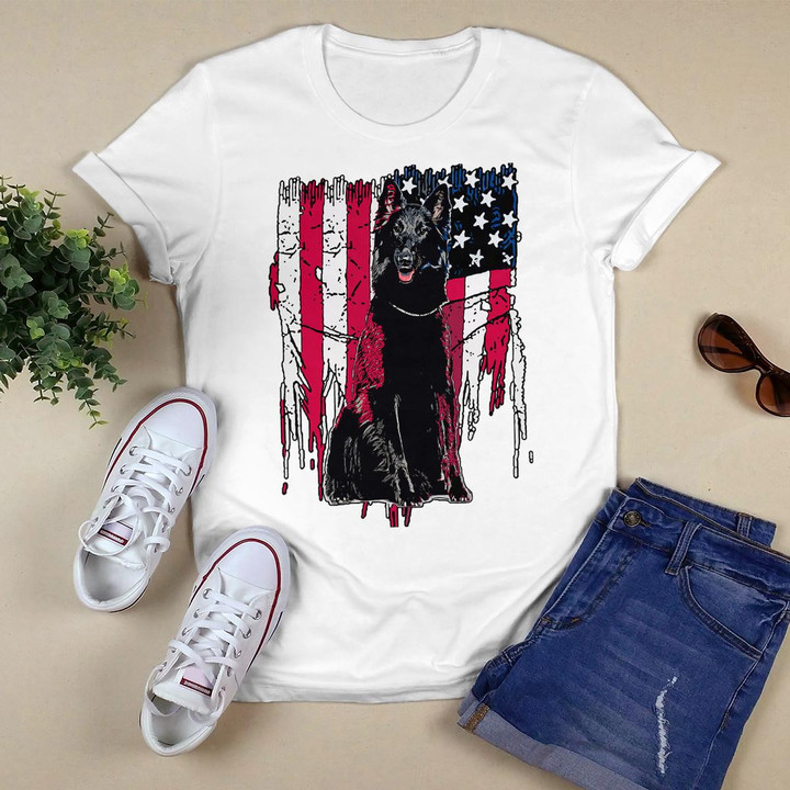 Belgian Sheepdog American Flag USA Awesome T-Shirt