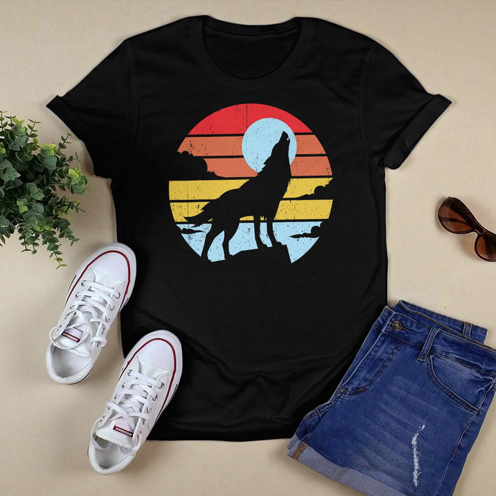Colorful Wolf Design Wolves Moon T-Shirt