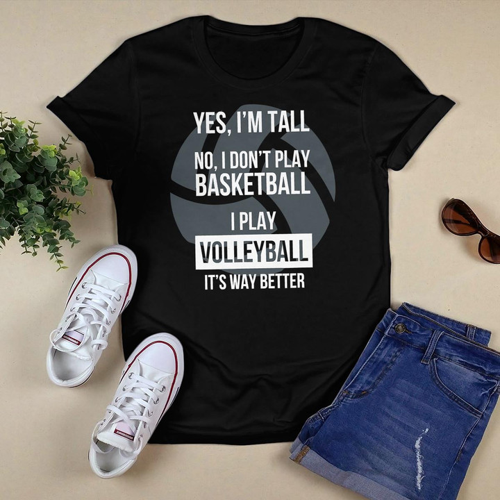 Tall people play volleyball funny graphic tee shirt gift