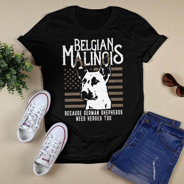 Belgian Malinois American Flag German Shepherd Police K9 Art T-Shirt