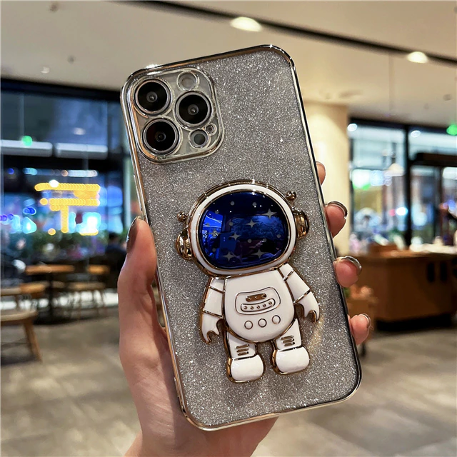 Luxury Plating Flash Glitter Astronaut Holder Phone Case