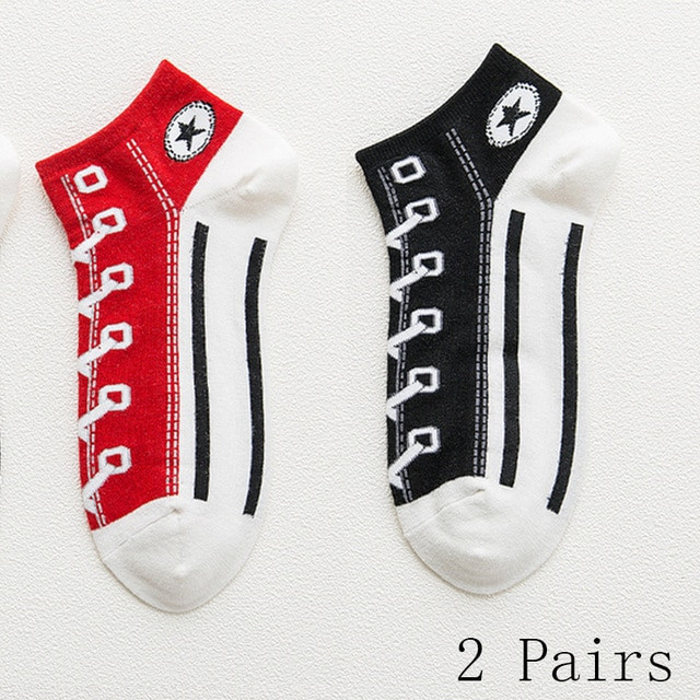2 Pairs Socks Of Funny Shoe Print Fashion Harajuku Style
