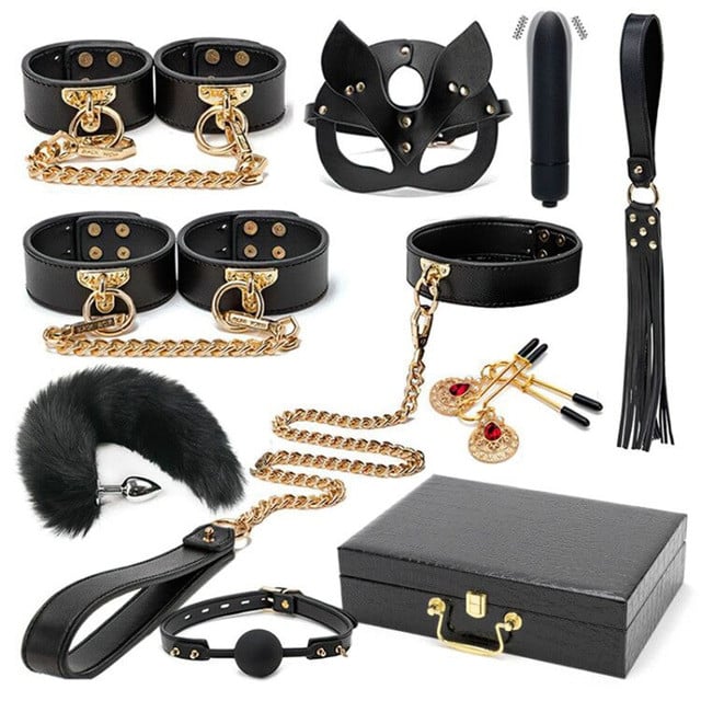 BLACKWOLF BDSM Bondage Kits Genuine Leather Restraint Set