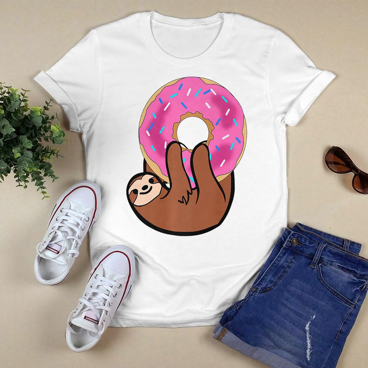 A Sloth Resting On A Donut Funny Premium T-Shirt