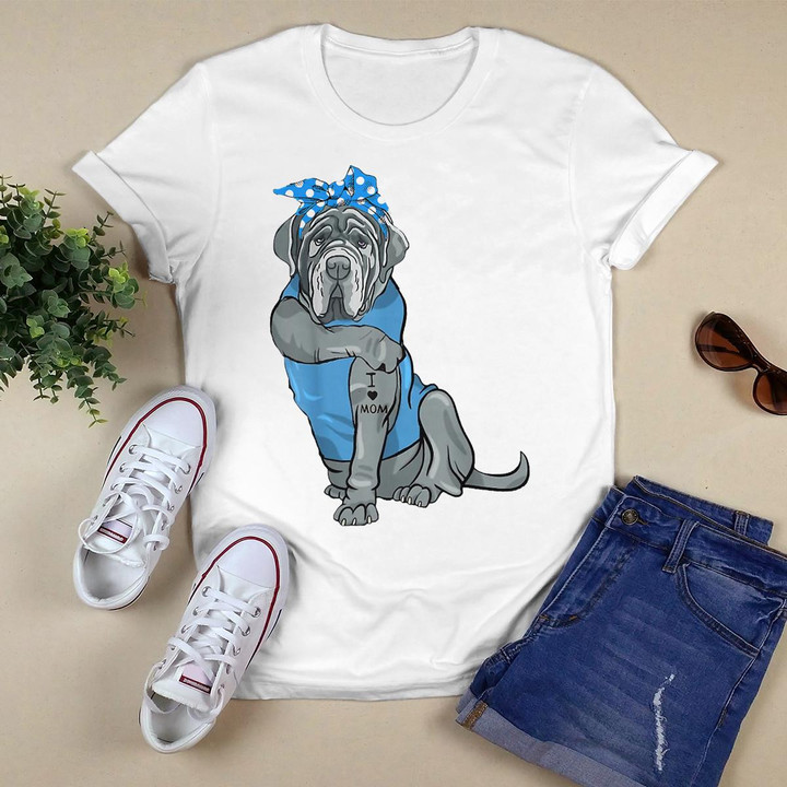 Women Gifts Neapolitan Mastiff Dog Tattoo I Love Mom T-Shirt