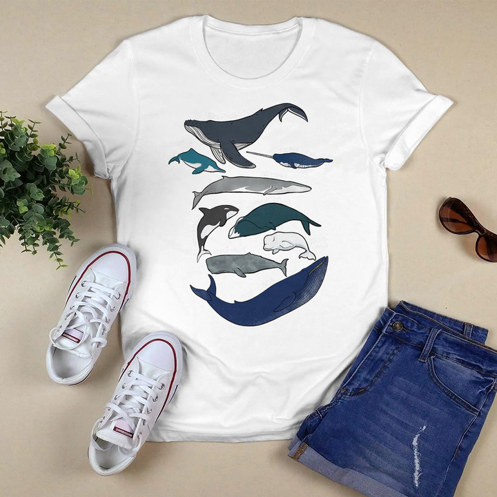 9 Types of Whales Shirt - Whale Breeds Species - Whale Lover