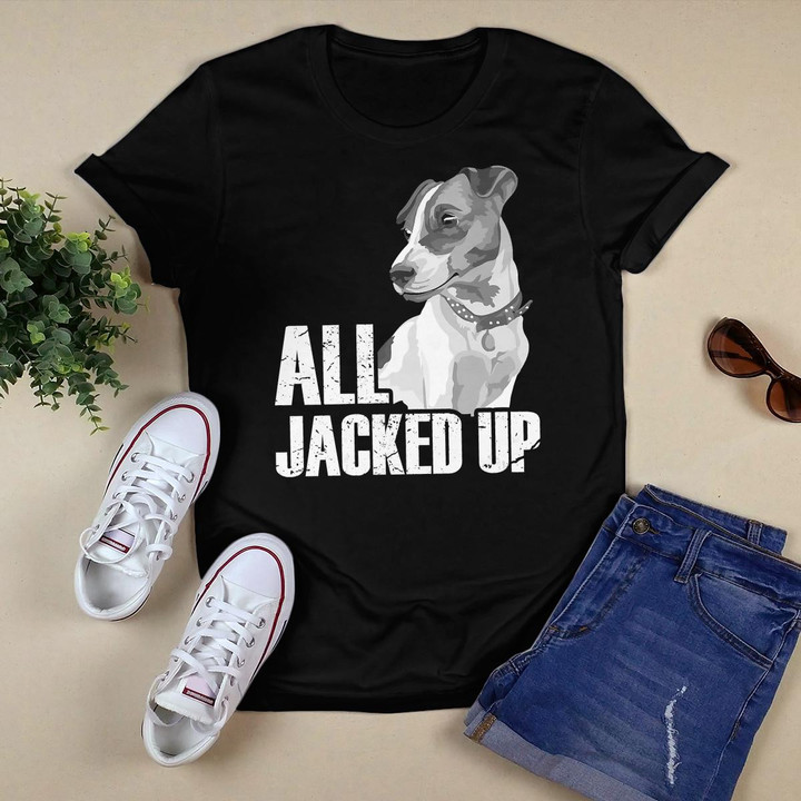 Womens All Jacked Up - Jack Russell Terrier JRT Lover Apparel Dog V-Neck T-Shirt
