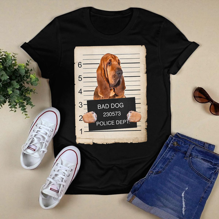 Womens bloodhound Dog mug shot V-Neck T-Shirt