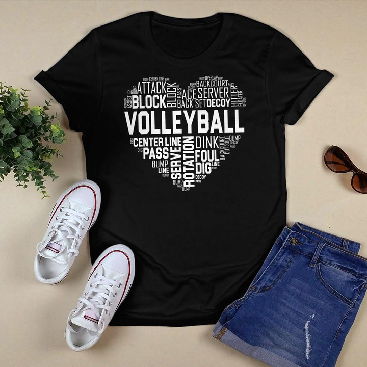 Volleyball Lover Heart Volley Gift for Players and Coaches T-Shirt