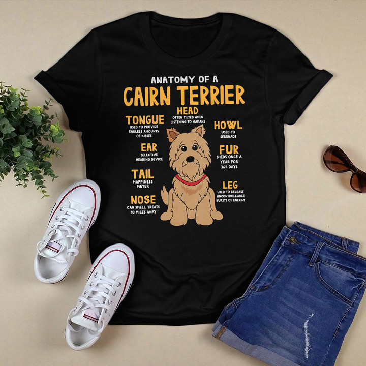 Womens Cairn Terrier Anatomy Funny Dog Mom Dad Cute Gift V-Neck T-Shirt