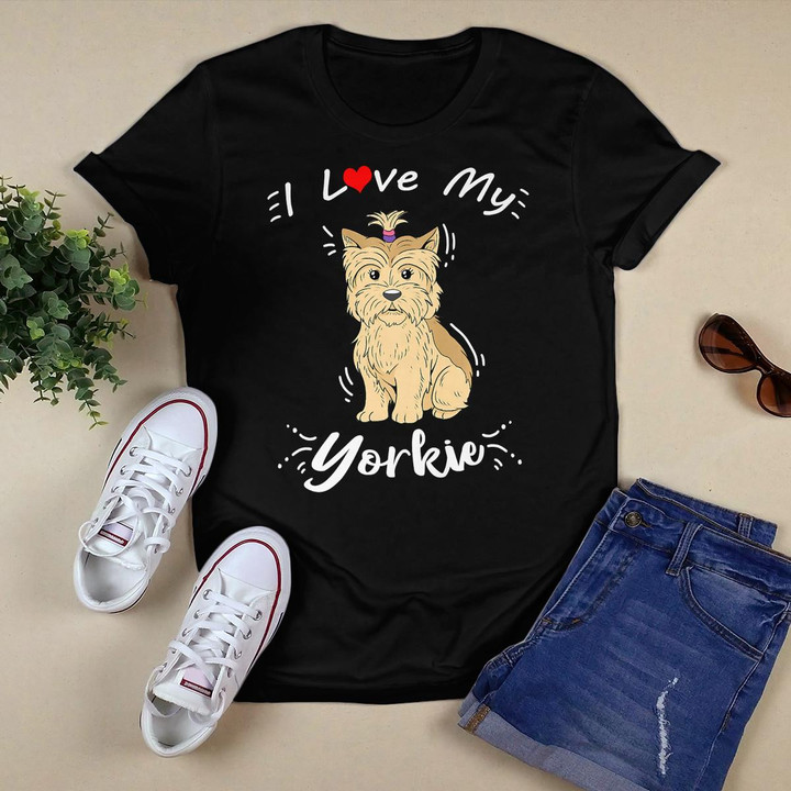 Yorkshire Terrier Gift I Love My Yorkie Premium V-Neck T-Shirt
