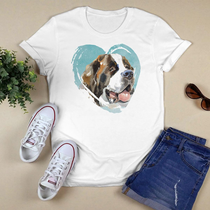 Saint Bernard Portrait - Watercolor Dog Graphic T-Shirt