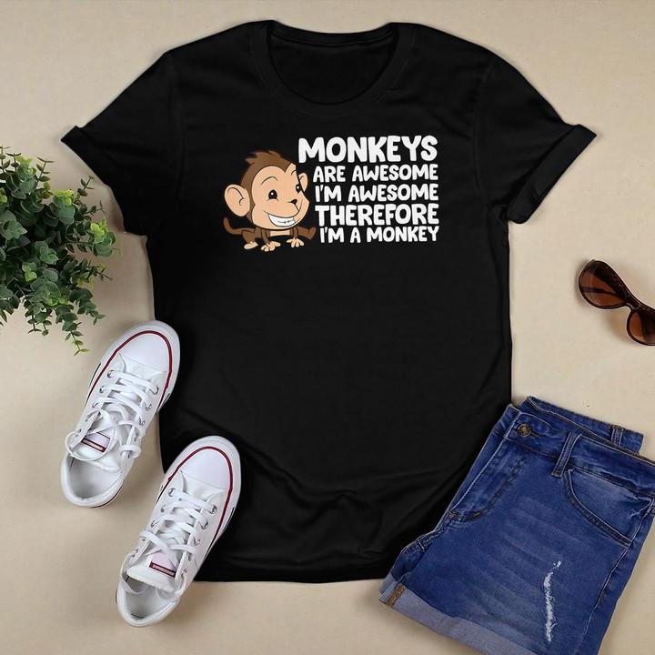 Womens Monkeys Are Awesome I_m Awesome Therefore I_m A Monkey V-Neck T-Shirt