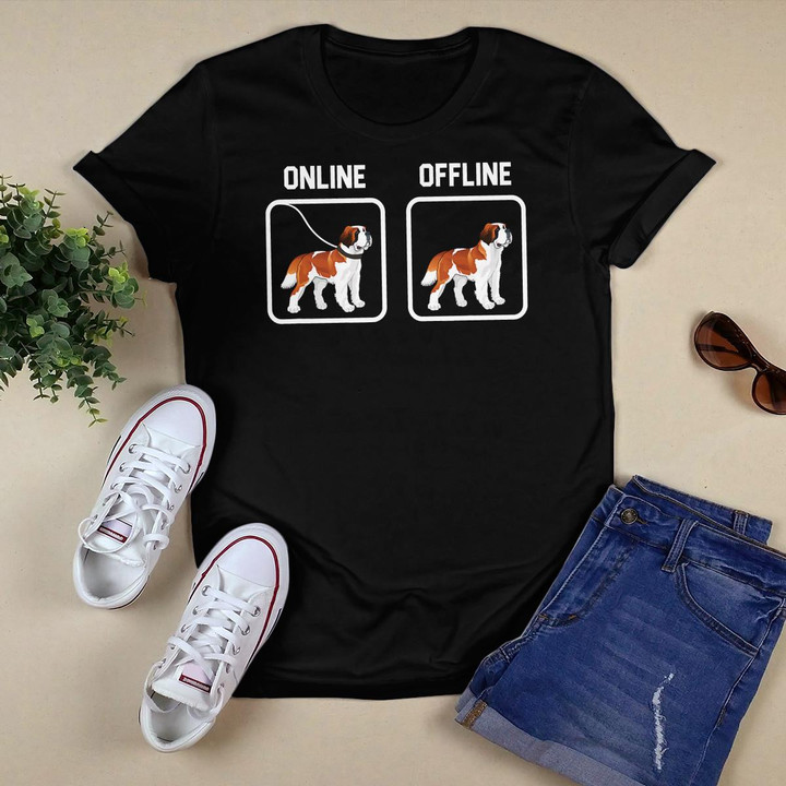 Offline St Bernard Dog Breed Dog Owner Animal Internet Gift T-Shirt