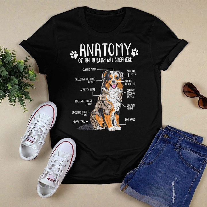Womens Funny Anatomy Australian Shepherd Dog Lover Aussie V-Neck T-Shirt