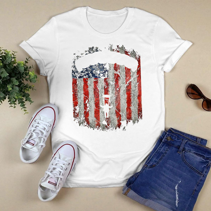 Parachuting Skydiving Patriotic American USA Flag Gift T-Shirt