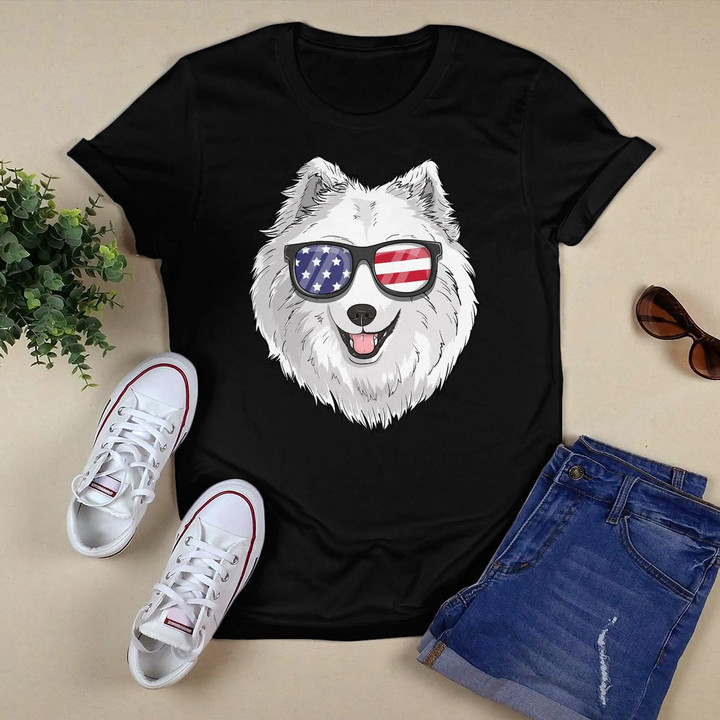Samoyed Dog Patriotic USA 4th of July American Gift Cute T-Shirt