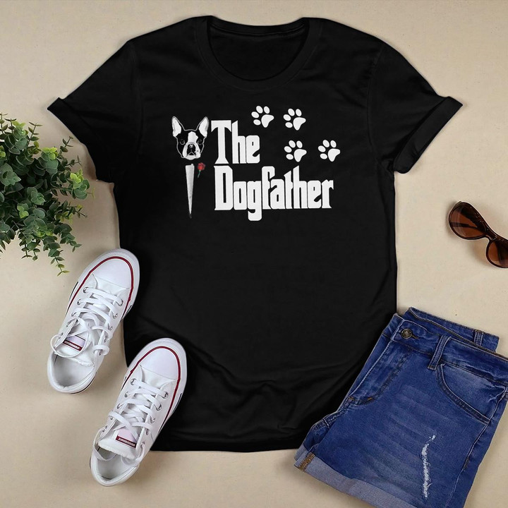 Mens Mens The Dogfather Boston Terrier Dog Dad Tshirt Gift Idea