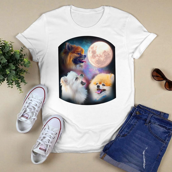 Pomeranian Dog T Shirt - Howling at Moon