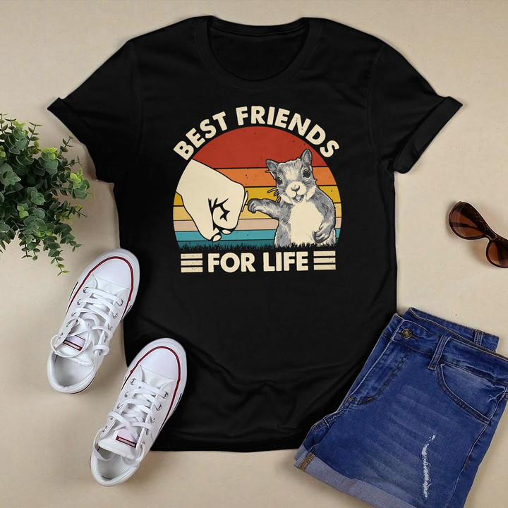 Retro Vintage Squirrel Best Friend For Life Fist Bump Pullover Hoodie