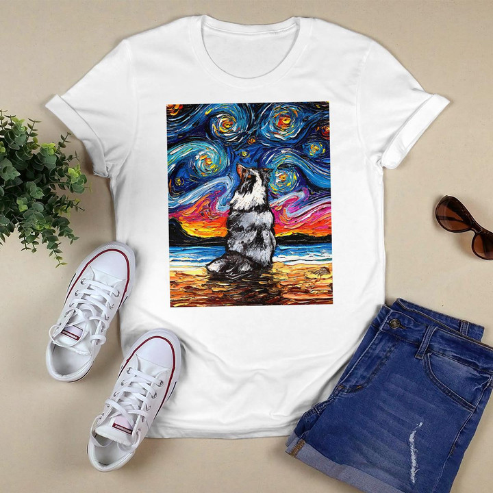 Merle Shetland Sheepdog Sheltie Starry Night by Aja Premium T-Shirt
