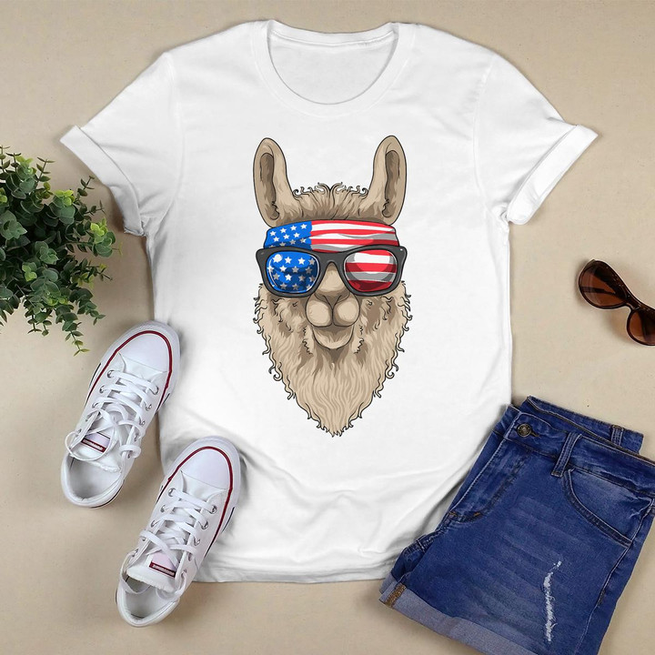 USA Patriotic Llama America American 4th Of July Flag Alpaca T-Shirt