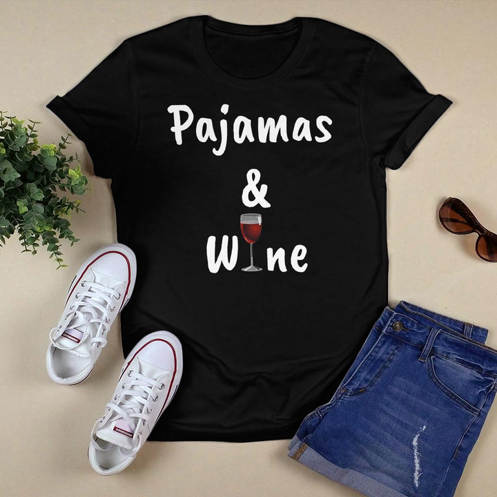 Womens Womens Wine Lovers Gift Funny Pajamas and Wine V-Neck T-Shirt