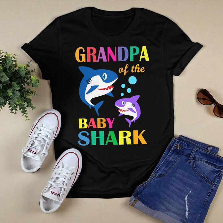 Grandpa Of The Baby Birthday Shark Grandpa Shark Christmas T-Shirt