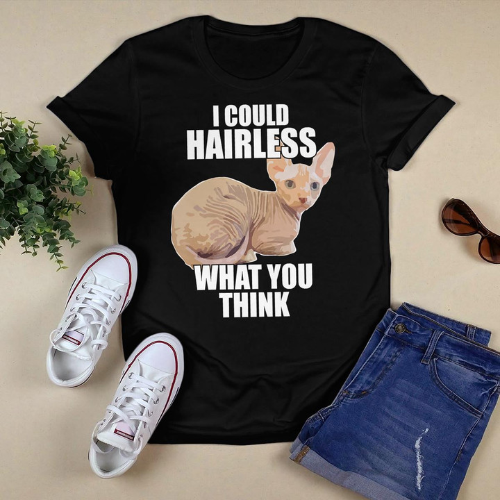 Womens Funny Hairless Cat Sphynx Cat Pun Meme Gift For Men Women V-Neck T-Shirt