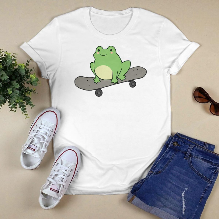 Cottagecore Aesthetic Kawaii Frog On Skateboard Cute T-Shirt
