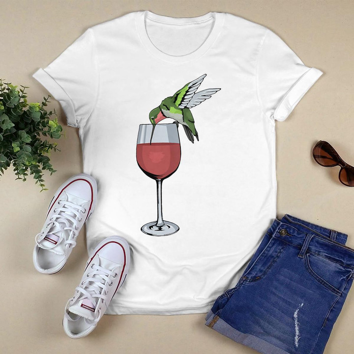 Womens Hummingbird Wine Bird Spirit Animal Wine Hummingbird V-Neck T-Shirt