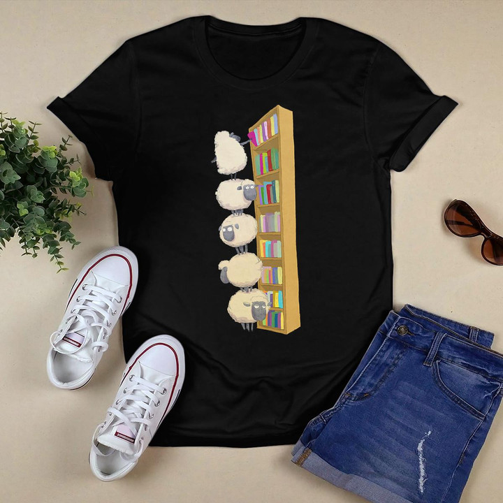 Cute sheep checking out book in Library T-Shirt