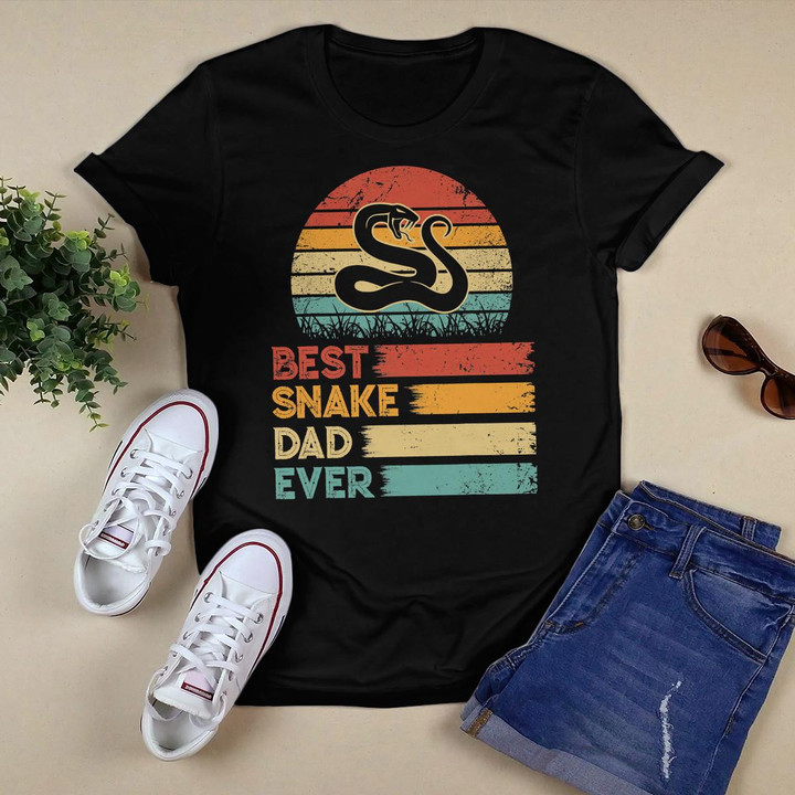 Retro Vintage Best Snake Dad Ever Distressed Animals Lover T-Shirt