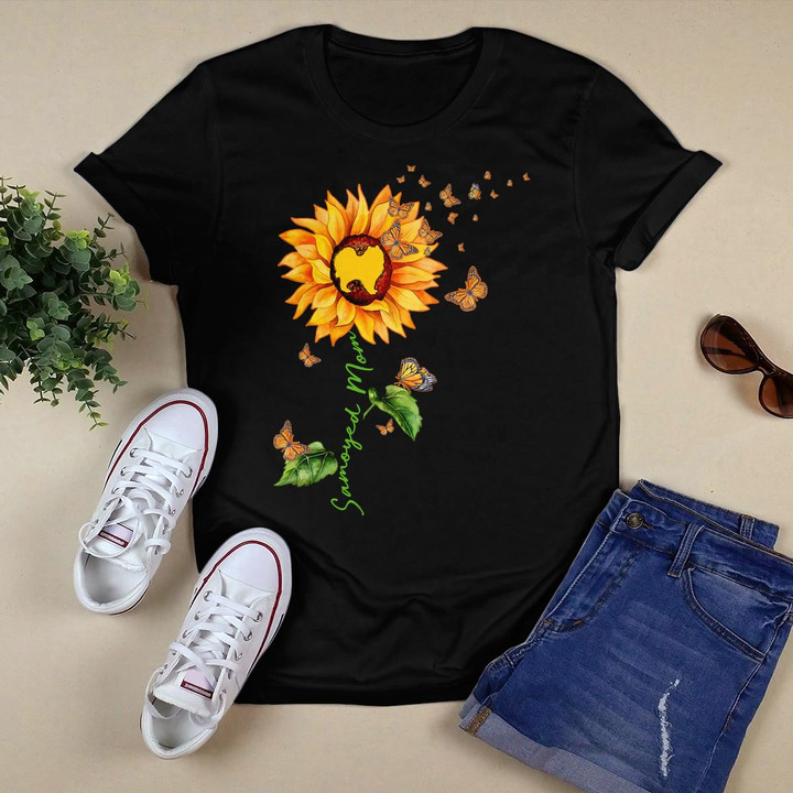 Womens Sunflower Samoyed Mom Dog Lover T-Shirt