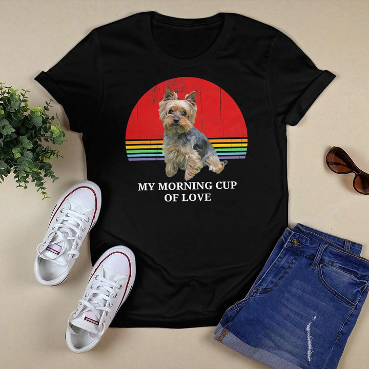 Yorkie Puppy Cup Of Love Dog Owners Pet Lovers Design T-Shirt Copy