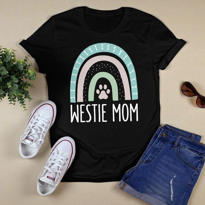 Westie Mom Shirt Rainbow Paw Dog Mom T-Shirt