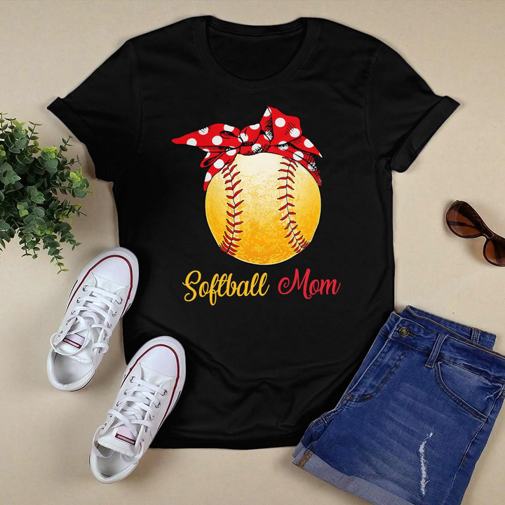 Womens US Flag Softball Player Mom T-Shirt Mother's Day T-Shirt