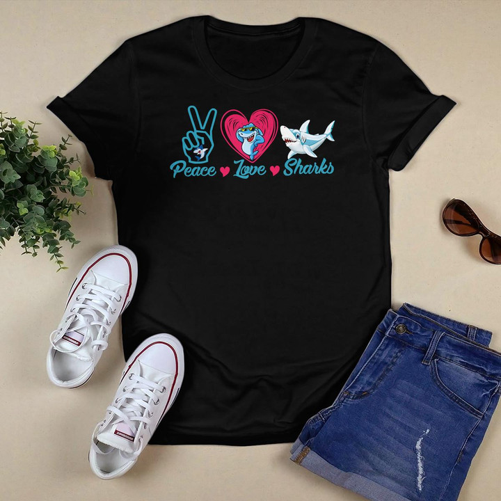 Funny Peace Love Shark Shirt Shark Lover Gift T-Shirt