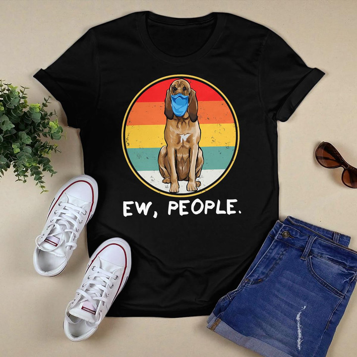 Vintage Ew People Bloodhound Dog Wearing Face Mask T-Shirt