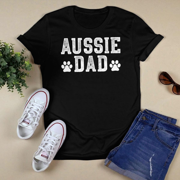 Womens Aussie Dad Australian Shepherd Outfit Aussie Dog Gift V-Neck T-Shirt
