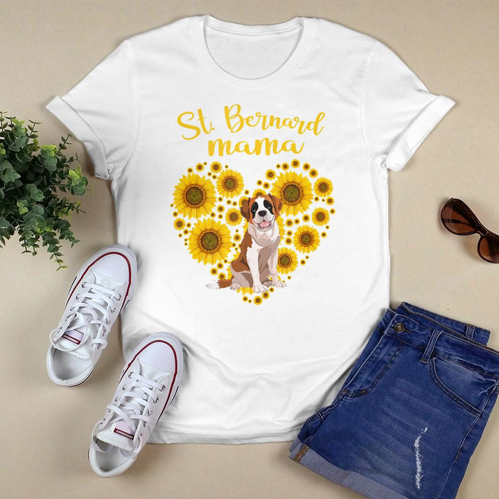 Sunflower Heart St Bernard Mama T-shirt, Funny Mother's Day Tank Top