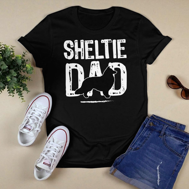 Sheltie, Sheltie Dad Awesome Distressed Text Sheltie Dad Pullover Hoodie