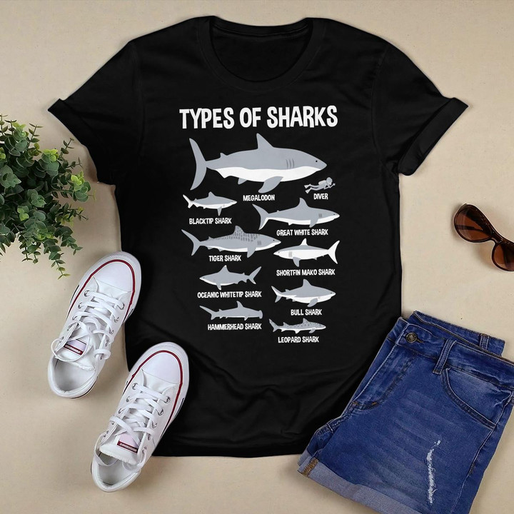 9 Types Of Sharks Educational Ocean T-Shirt Kids Boys Gift Sweatshirt