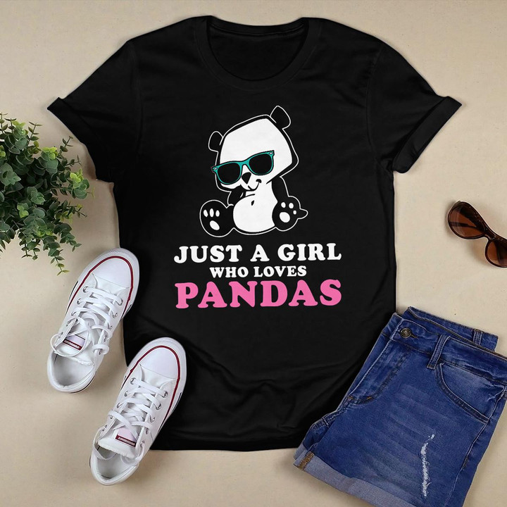 Womens Panda Pandas Bear Zoo- Just A Girl Who Loves Pandas V-Neck T-Shirt