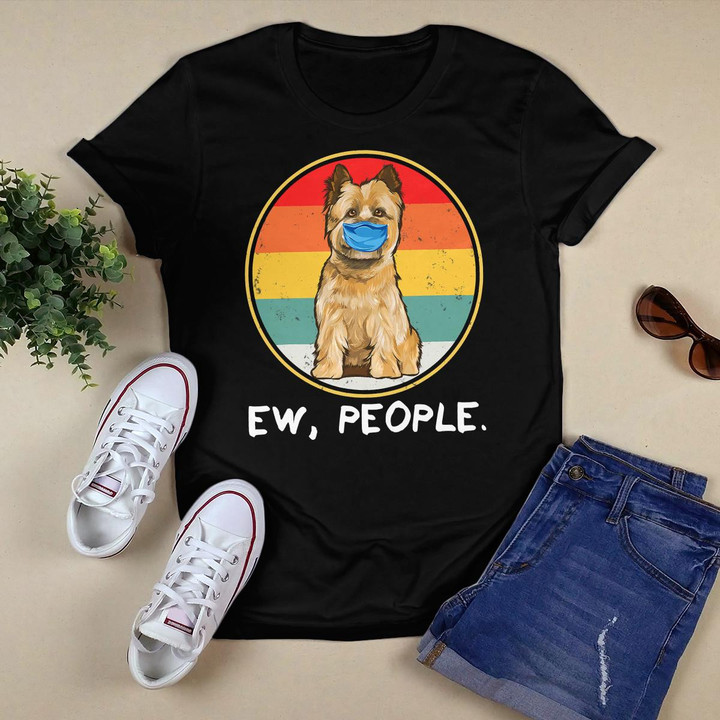 Vintage Ew People Cairn Terrier Dog Wearing Face Mask T-Shirt