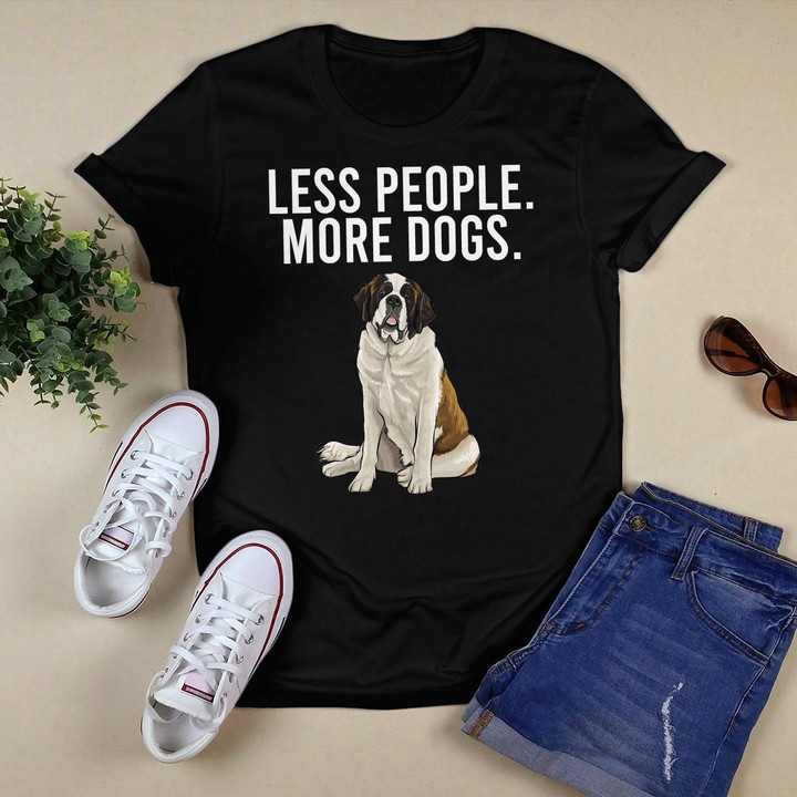 Less People More Dogs St. Bernard Funny Introvert T-Shirt