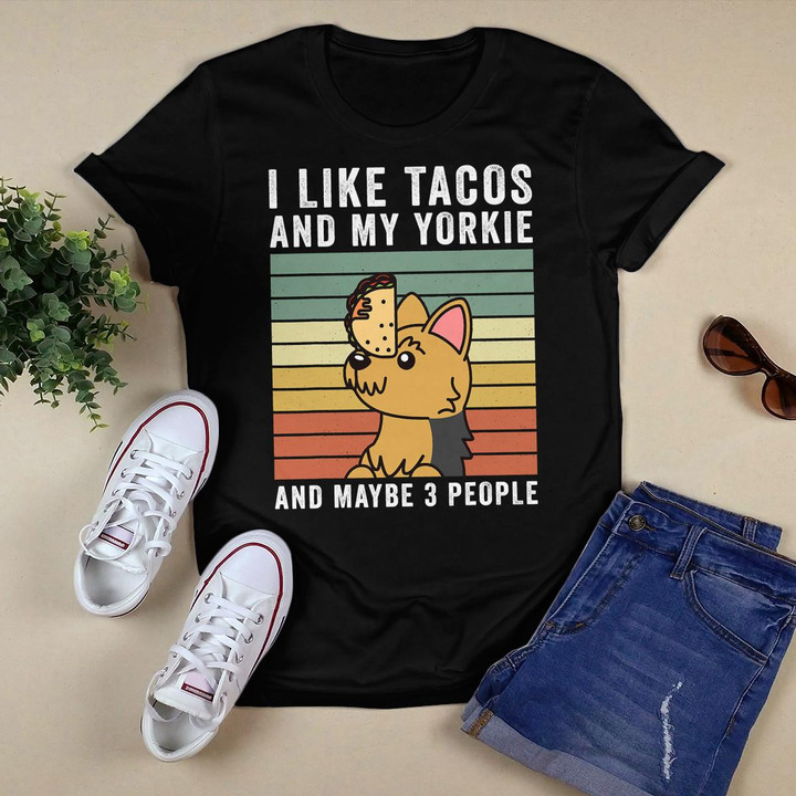 I Like Tacos Yorkshire Terrier Retro Vintage Dog T-Shirt